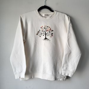 Northern Reflections off white fall tree design crew neck sweater Size S